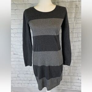 Banana Republic Sweater Dress Long Sleeves Grey Metallic Striped Women's‎ size S